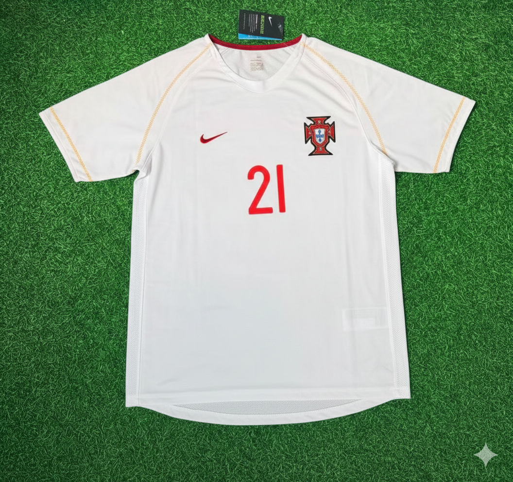 Portugal 2002 Retro White Debut Football Jersey – Nuno Gomes – Front View
