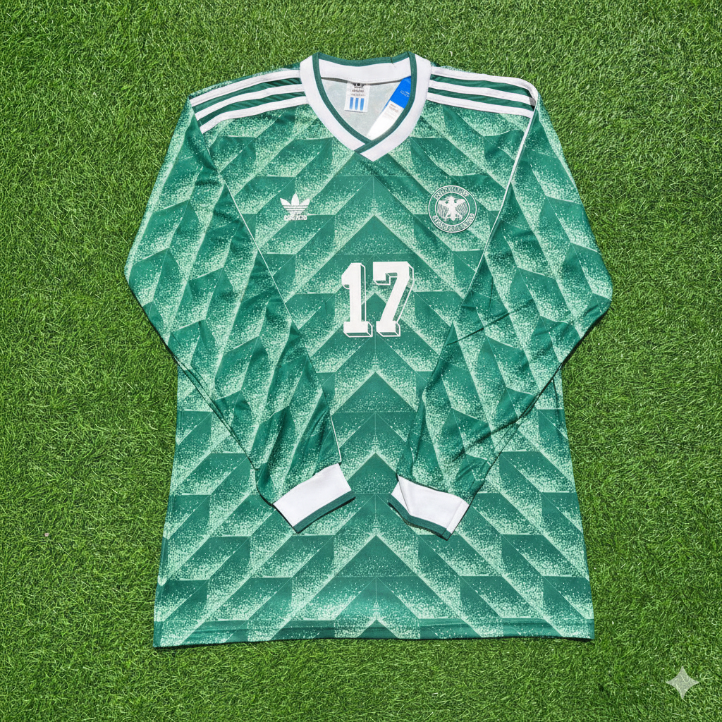 Germany 1990 World Cup Green Long Sleeve Football Jersey – Andreas Möller – Front View