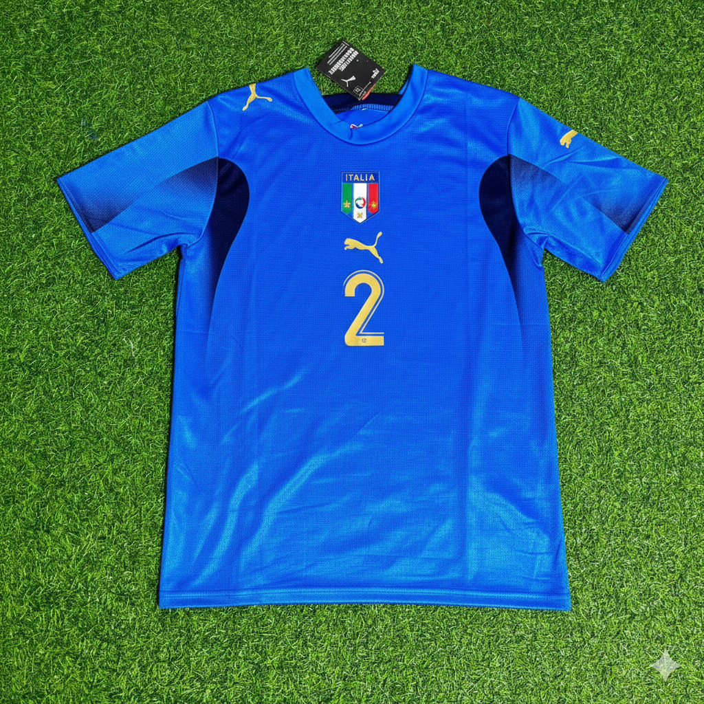 Italy 2006 World Cup Final Retro Jersey – Cristian Zaccardo 2 - – Front View