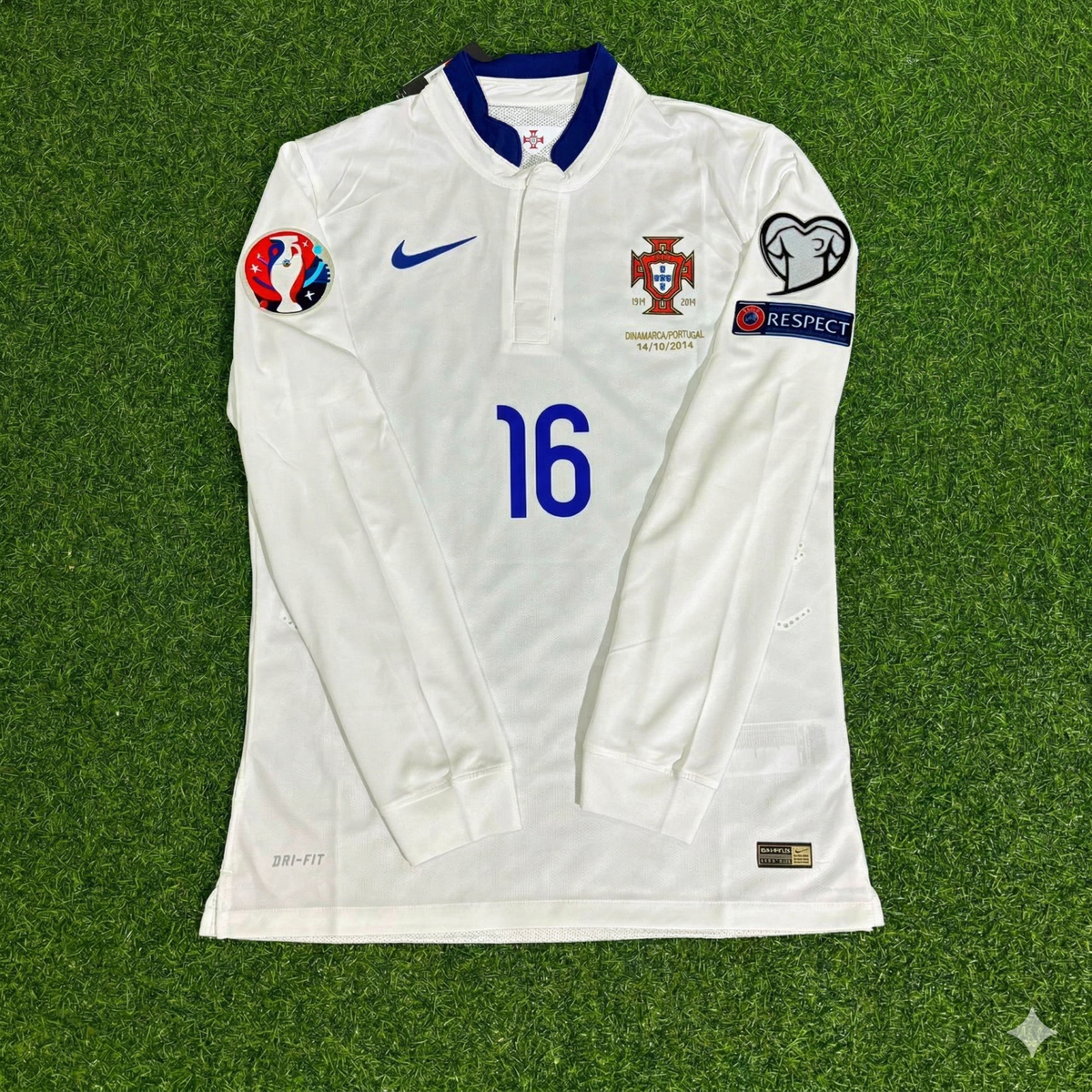 2016 Portugal EURO Renato Sanches White Long Sleeve Retro Football Jersey – Front View