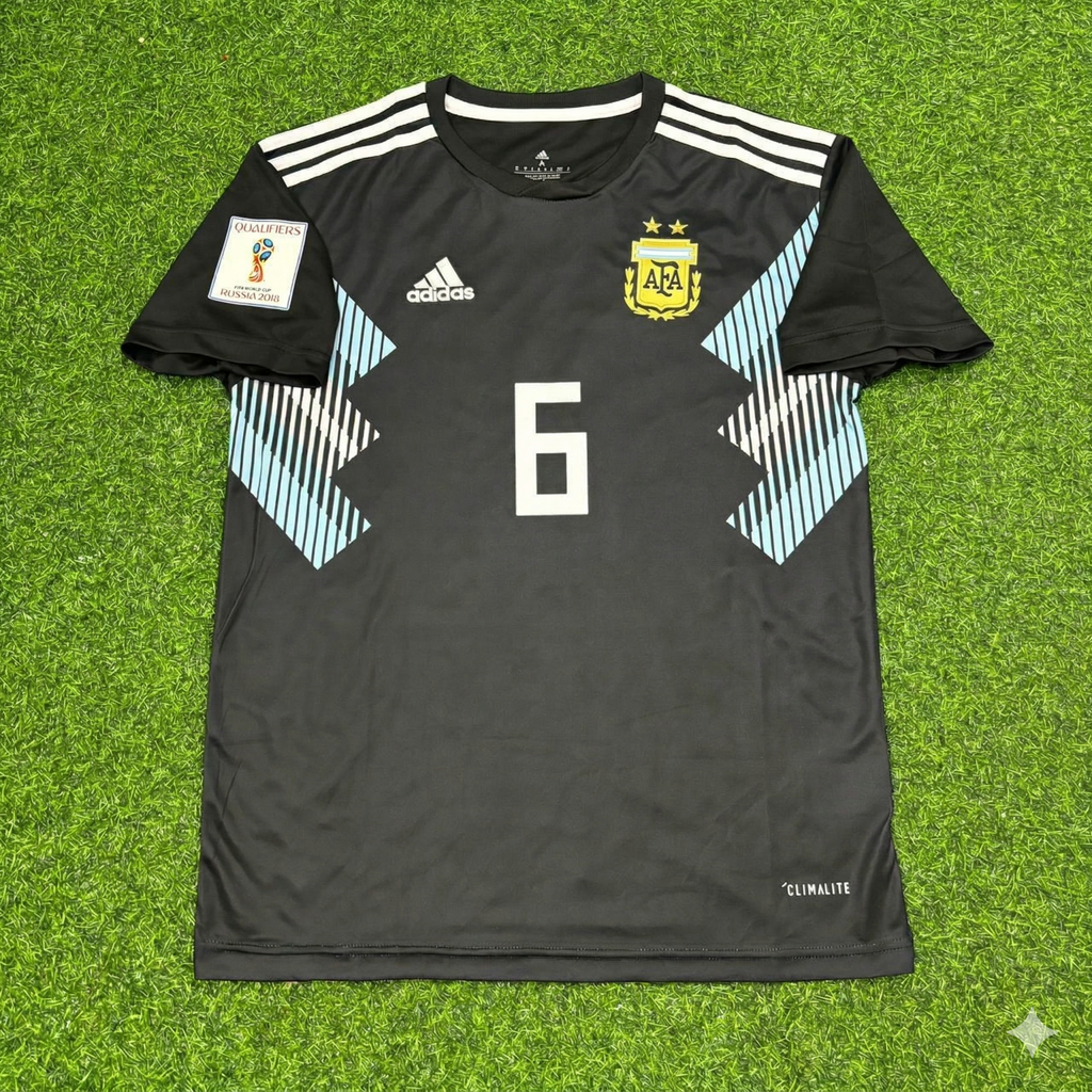 2018 Argentina World Cup Federico Fazio Black Retro Football Jersey – Front View
