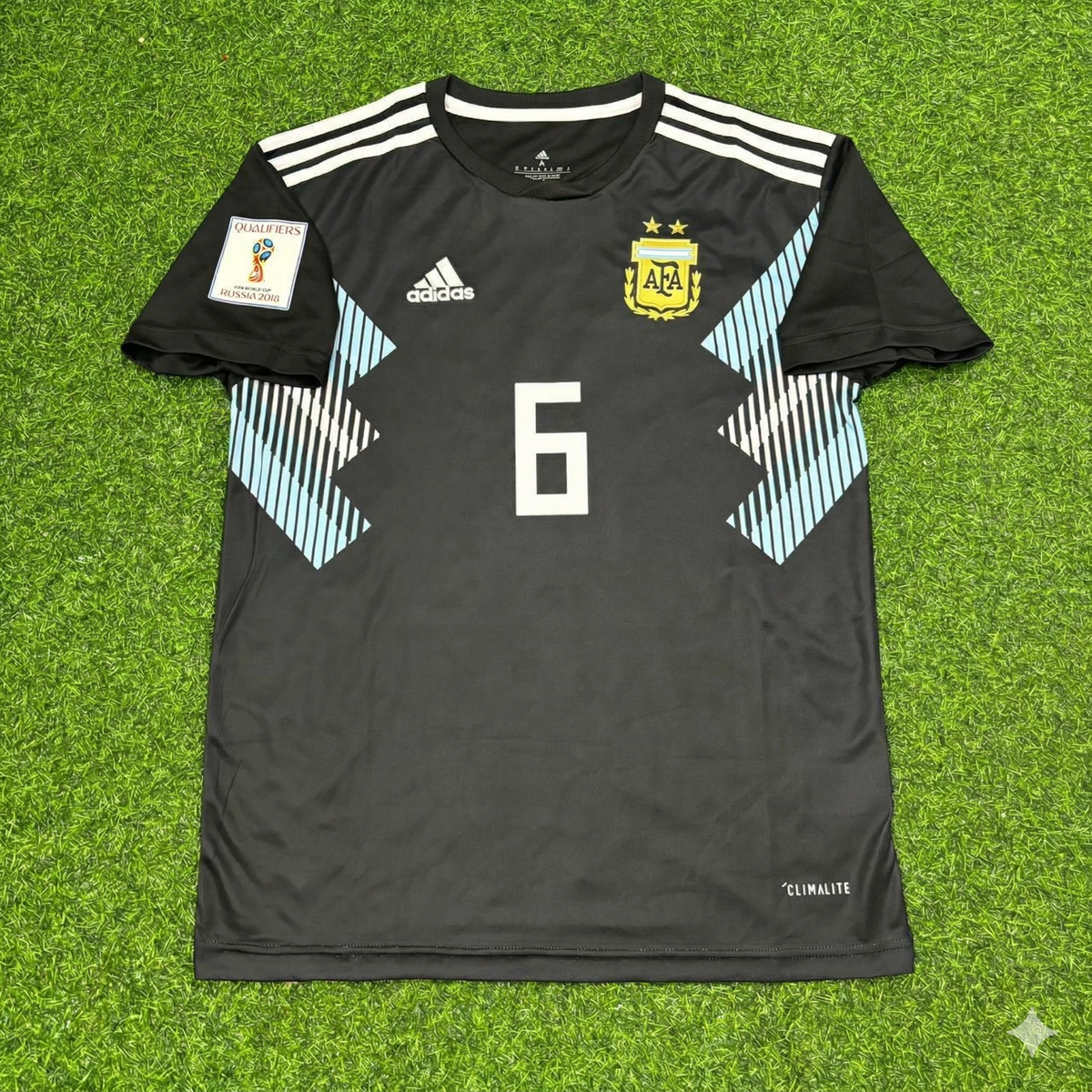 2018 Argentina World Cup Federico Fazio Black Retro Football Jersey – Front View