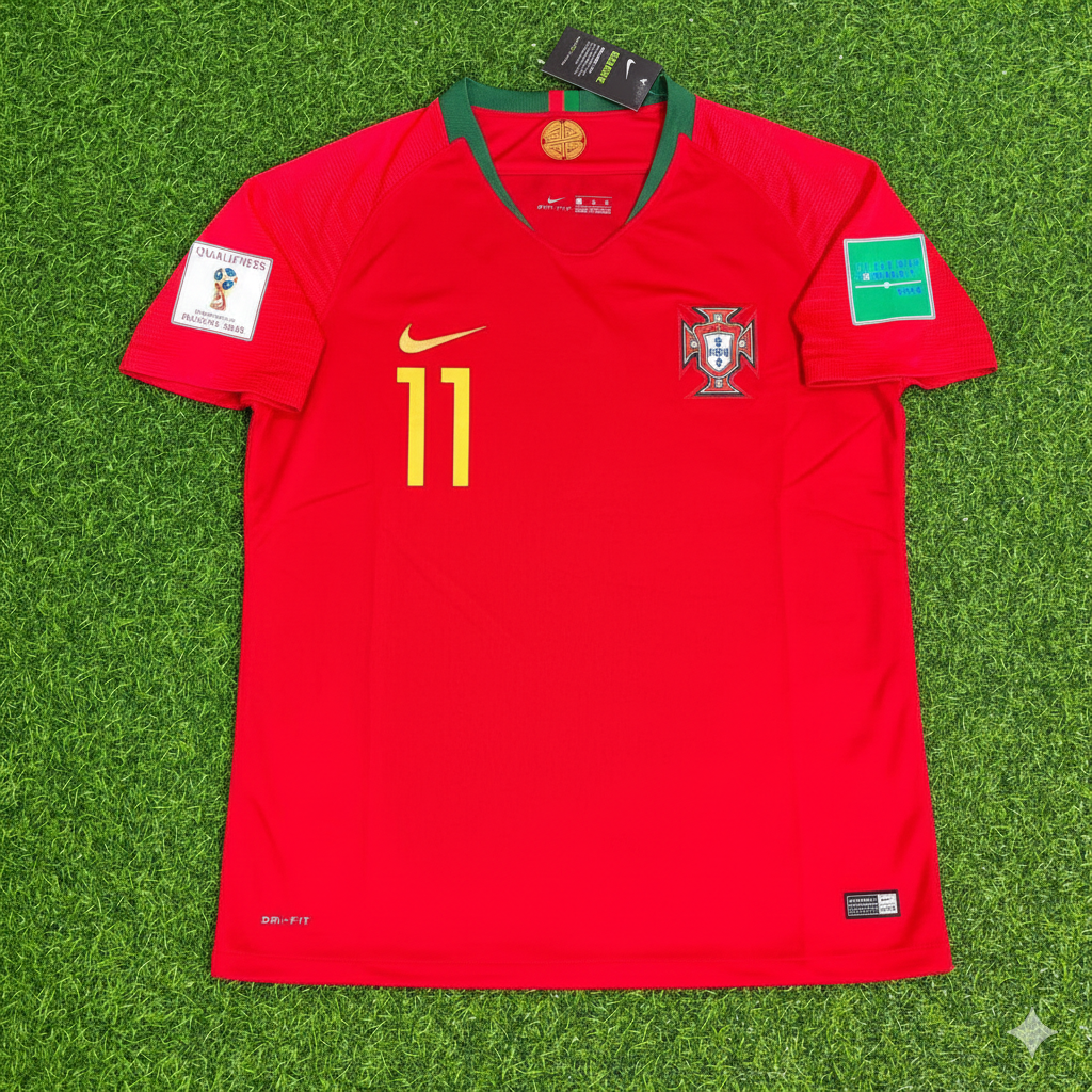 Portugal 2018 World Cup Red Retro Football Jersey – Bernardo Silva – Front View