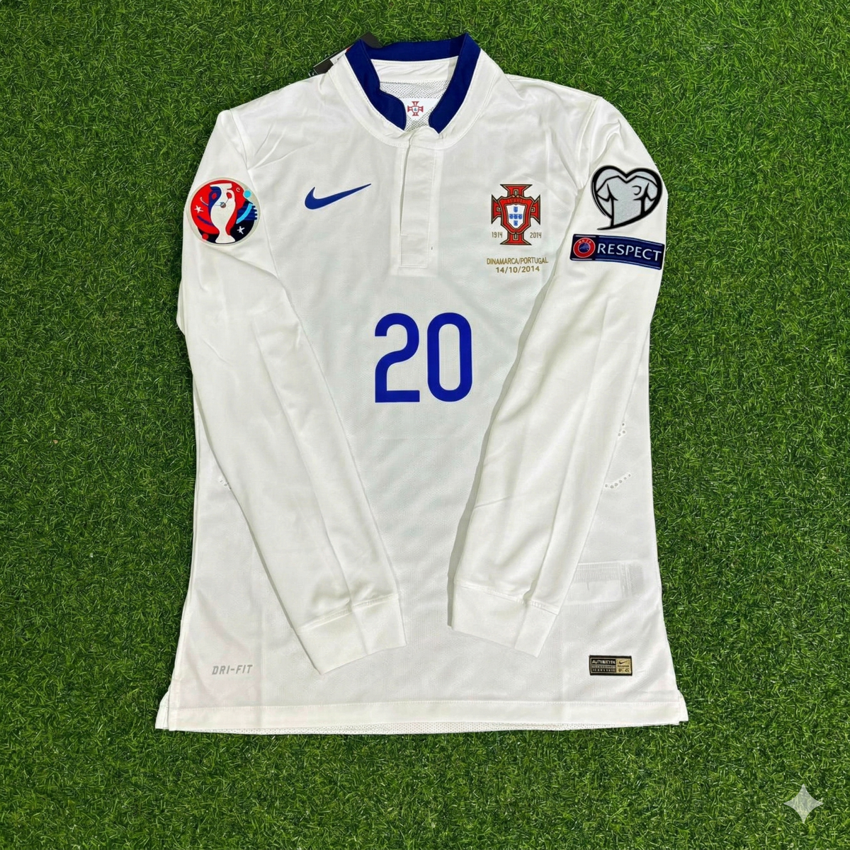 Portugal EURO 2016 White Long Sleeve Retro Football Jersey – Ricardo Quaresma – Front View