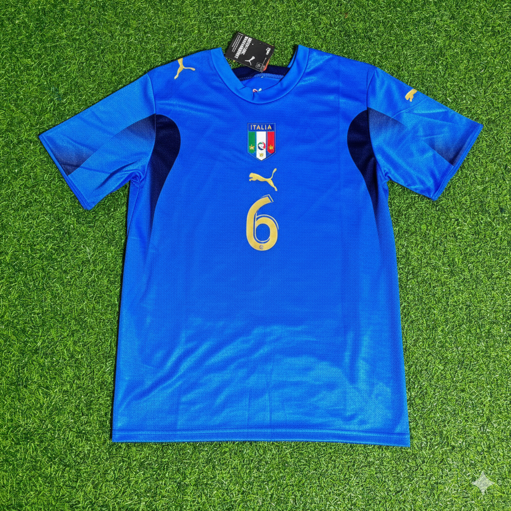 Italy 2006 World Cup Final Retro Jersey – Andrea Barzagli 6 - – Front View