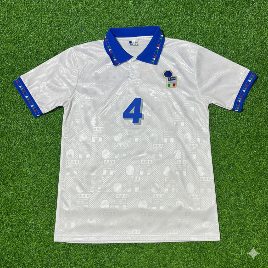 1994 Italy World Cup Alessandro Costacurta White Retro Football Jersey – Front View
