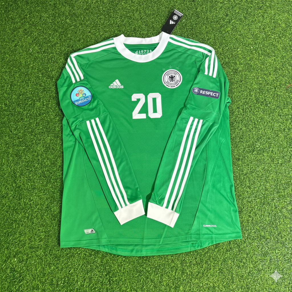 Germany EURO 2012 Long Sleeve Green Retro Football Jersey – Jerome Boateng – Front View