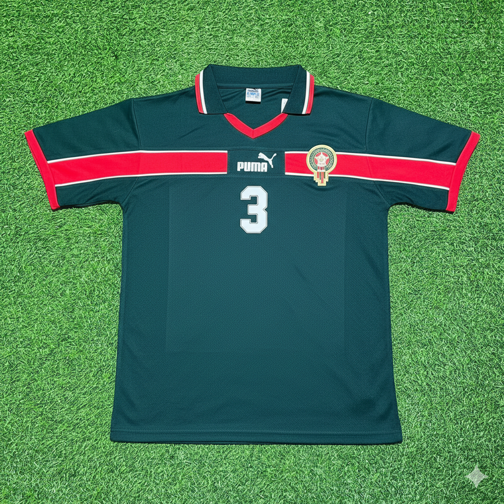 Noussair Mazraoui Morocco Home Retro Football Jersey – Front View