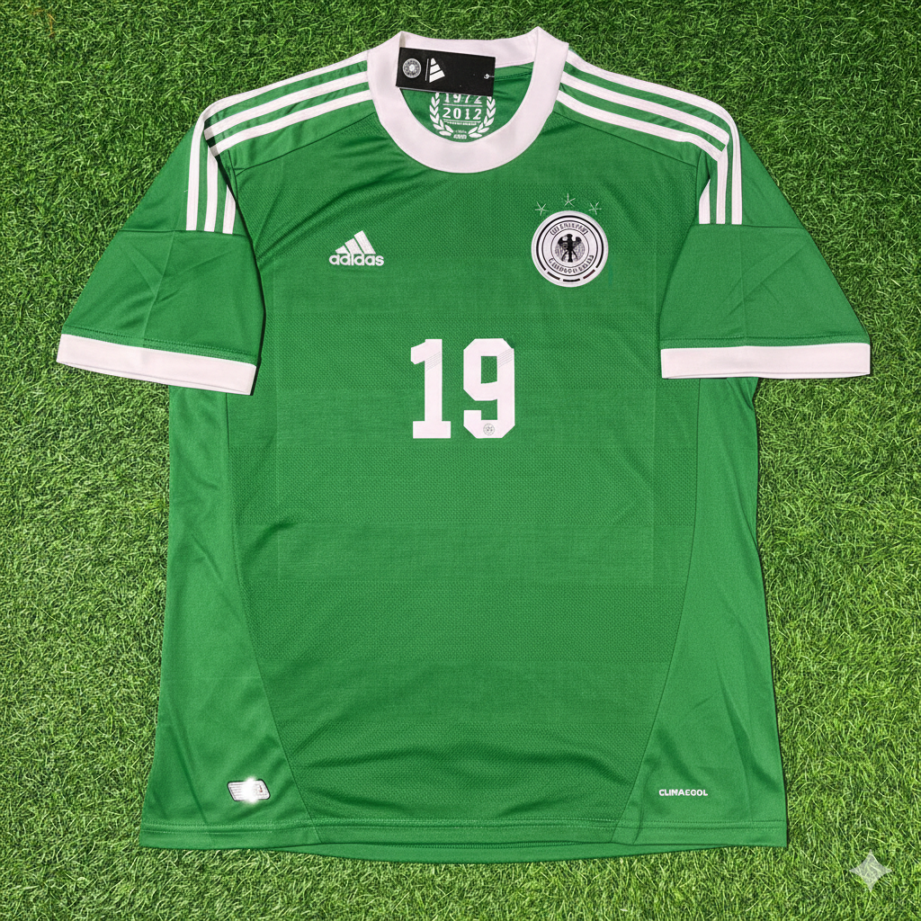 2012 Germany EURO Mario Götze Green Retro Football Jersey – Front View