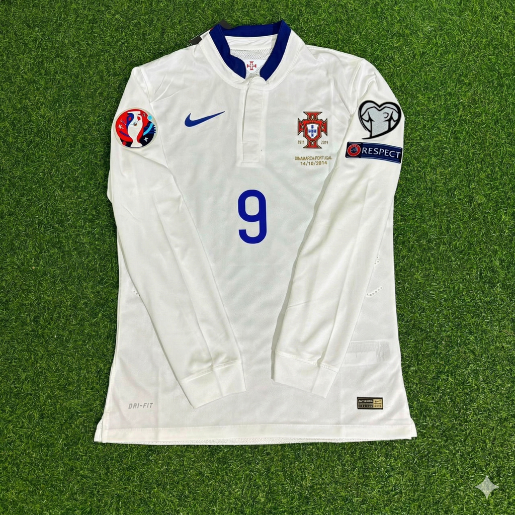 Portugal EURO 2016 White Long Sleeve Retro Football Jersey – Eder – Front View