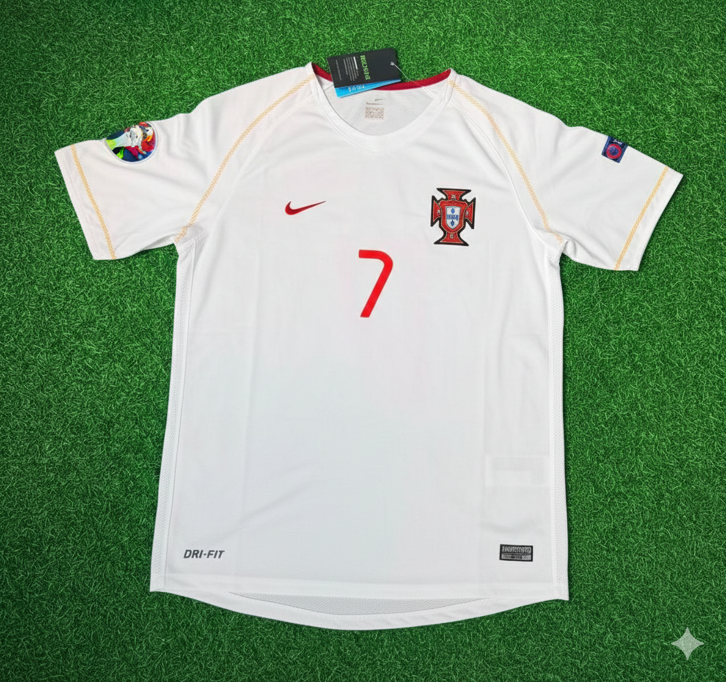Portugal 2002 Retro White Debut Football Jersey – Luis Figo – Front View