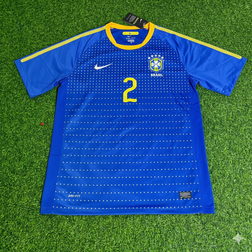 2010 Brazil World Cup Cafu Retro Blue Football Jersey – Front View