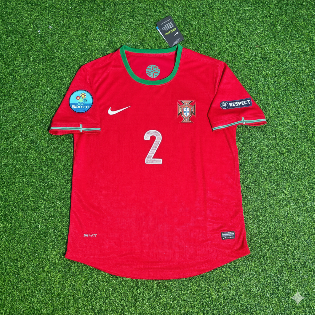 Portugal Euro 2012 Red Retro Football Jersey – Bruno Alves – Front View