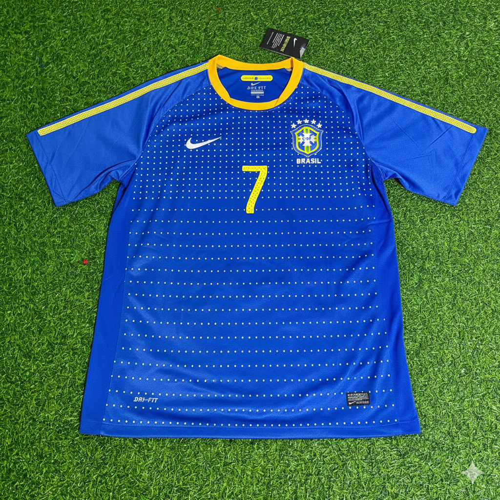 2010 Brazil World Cup Bebeto Retro Blue Football Jersey – Front View