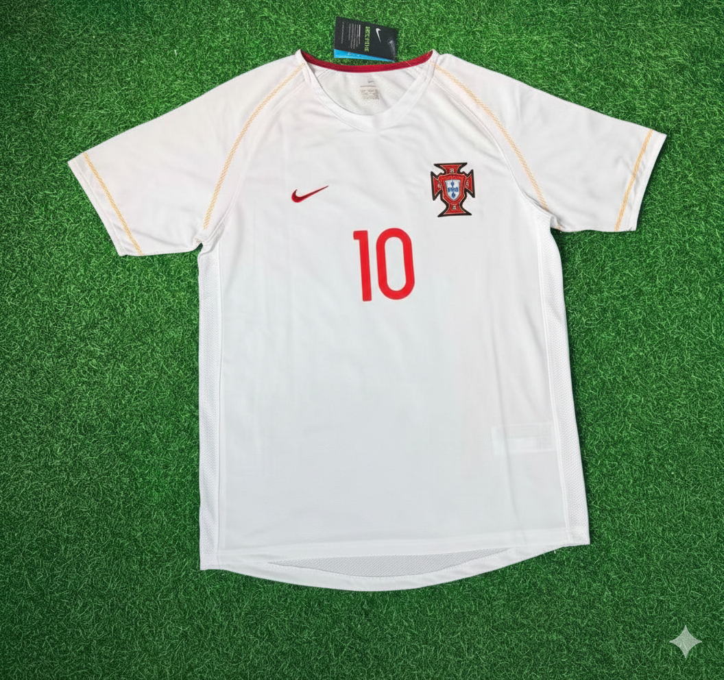 2002 Rui Costa Portugal Retro White Debut Football Jersey – Front View