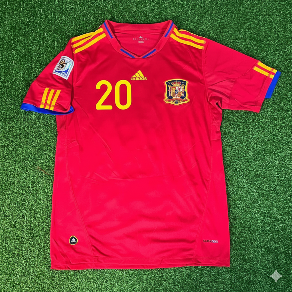2010 Spain World Cup Pedri 20 Retro Football Jersey – Front View