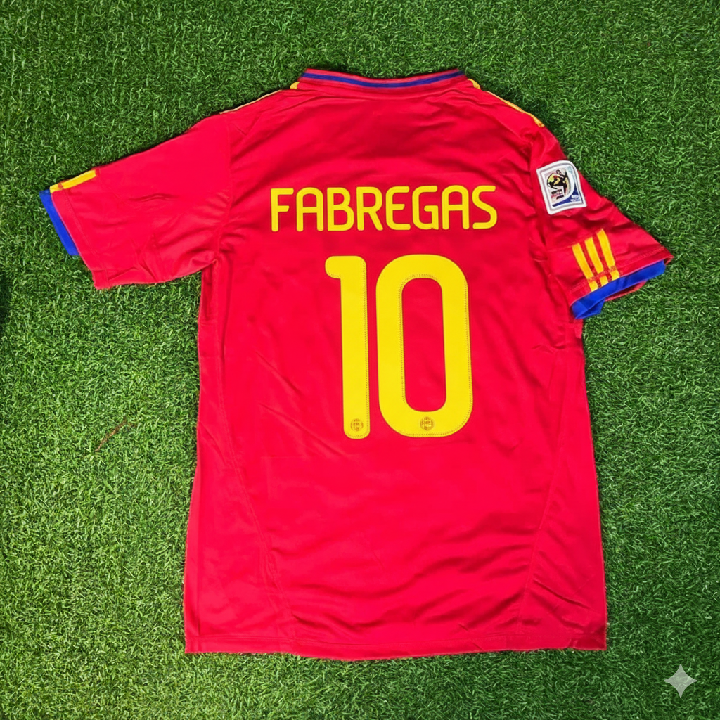 2010 Spain World Cup Cesc Fabregas 10 Retro Football Jersey – Back View