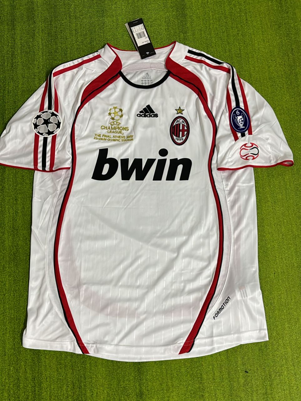 Gennaro Gattuso Milan 2007 Final White Retro Soccer Jersey – Front View