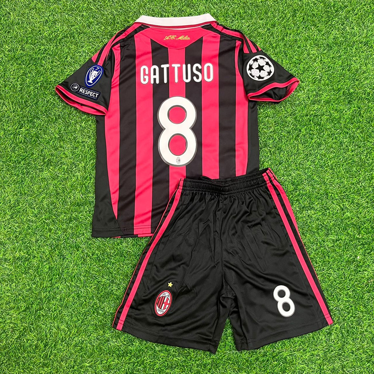 Gennaro Gattuso #8 - AC Milan 2009 2010 Kids Kit Jersey Kinder Enfant – Back View