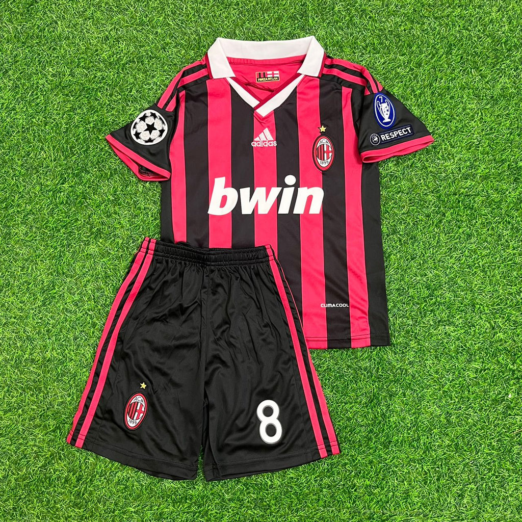 Gennaro Gattuso #8 - AC Milan 2009 2010 Kids Kit Jersey Kinder Enfant – Front View