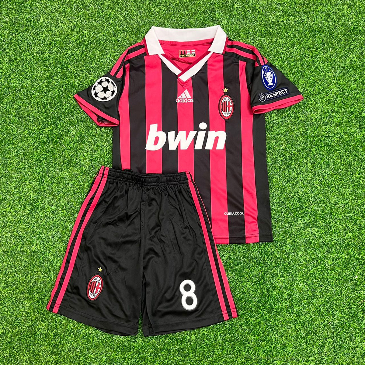 Gennaro Gattuso #8 - AC Milan 2009 2010 Kids Kit Jersey Kinder Enfant – Front View