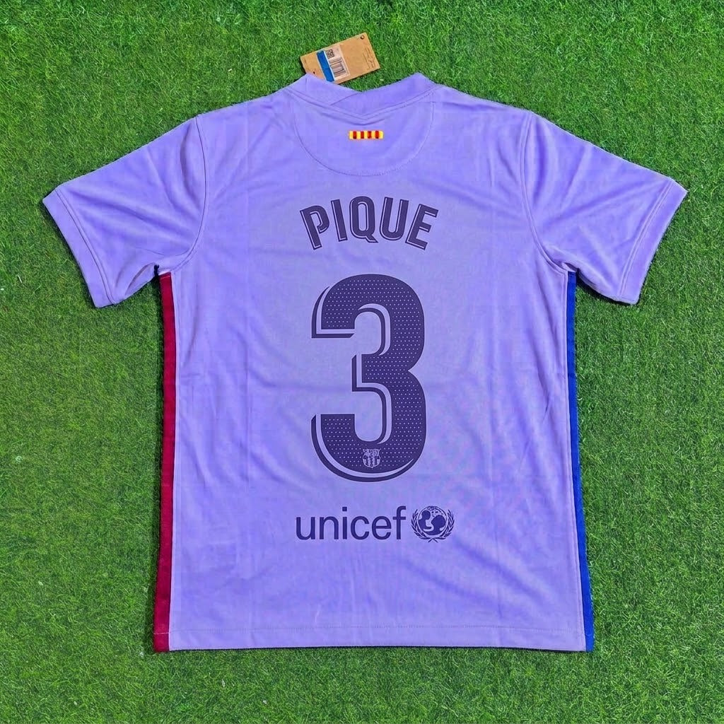 Gerard Pique #3 Barcelona 2021-22 Season Retro Jersey – Back View