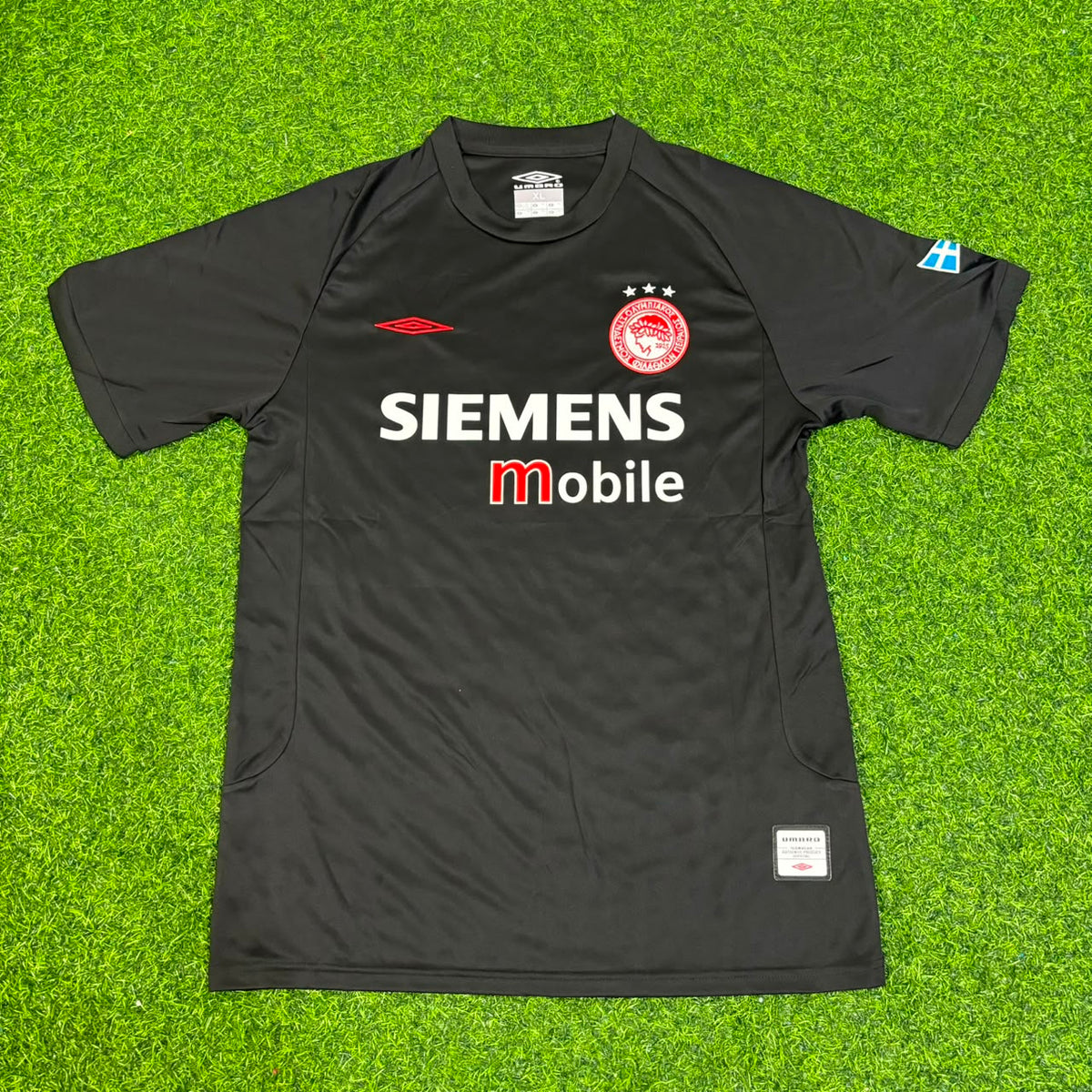 Giovanni Silva de Oliveira Olympiacos 2004-05 – Black Home Retro Kit Jersey – Front View