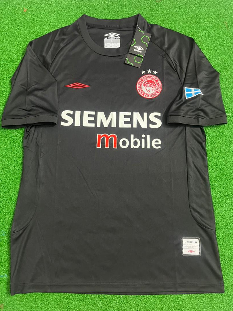 2004/05 Giovanni Silva de Oliveira Olympiacos Black Home Retro Football Jersey – Front View