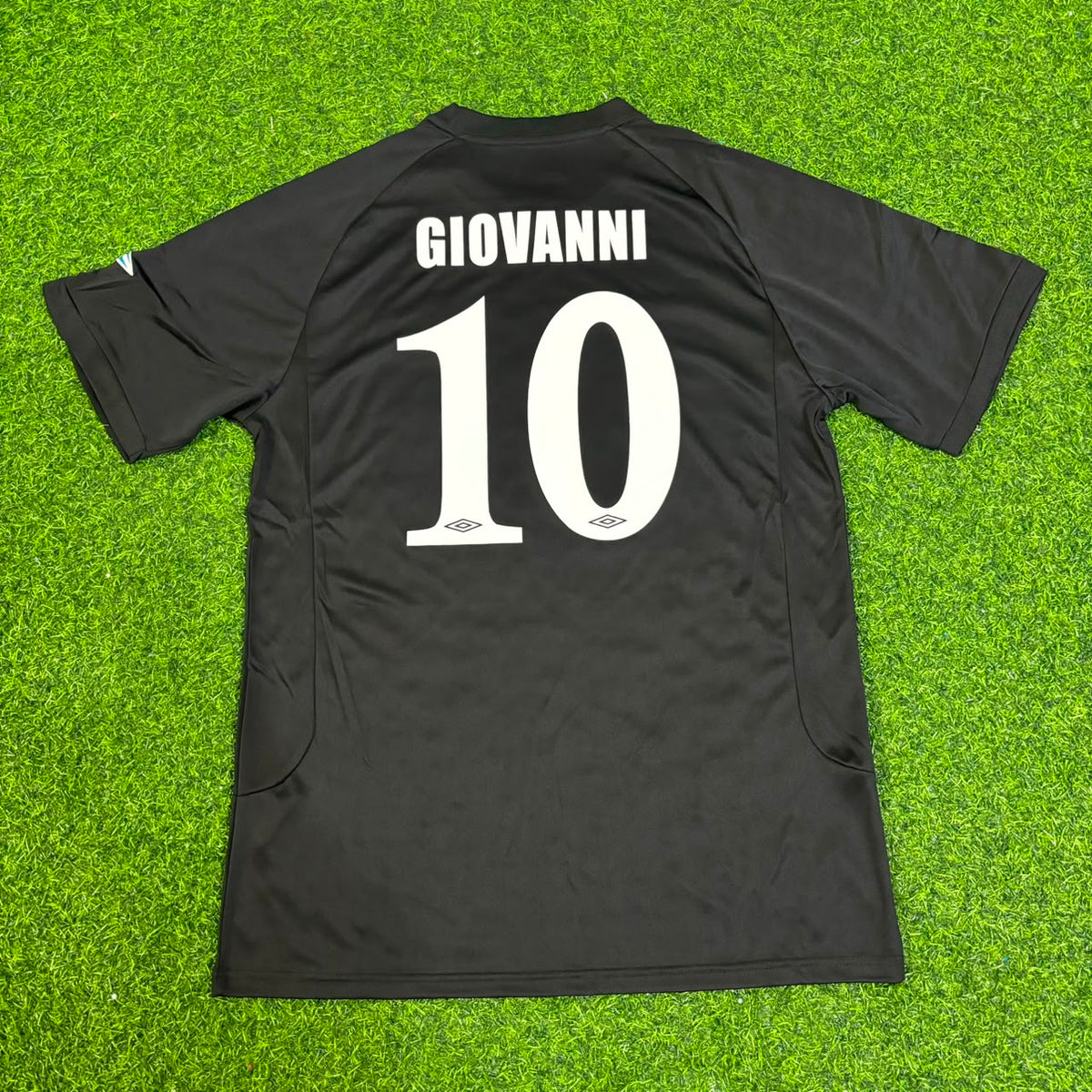 Giovanni Silva de Oliveira Olympiacos 2004-05 – Black Home Retro Kit Jersey – Back View