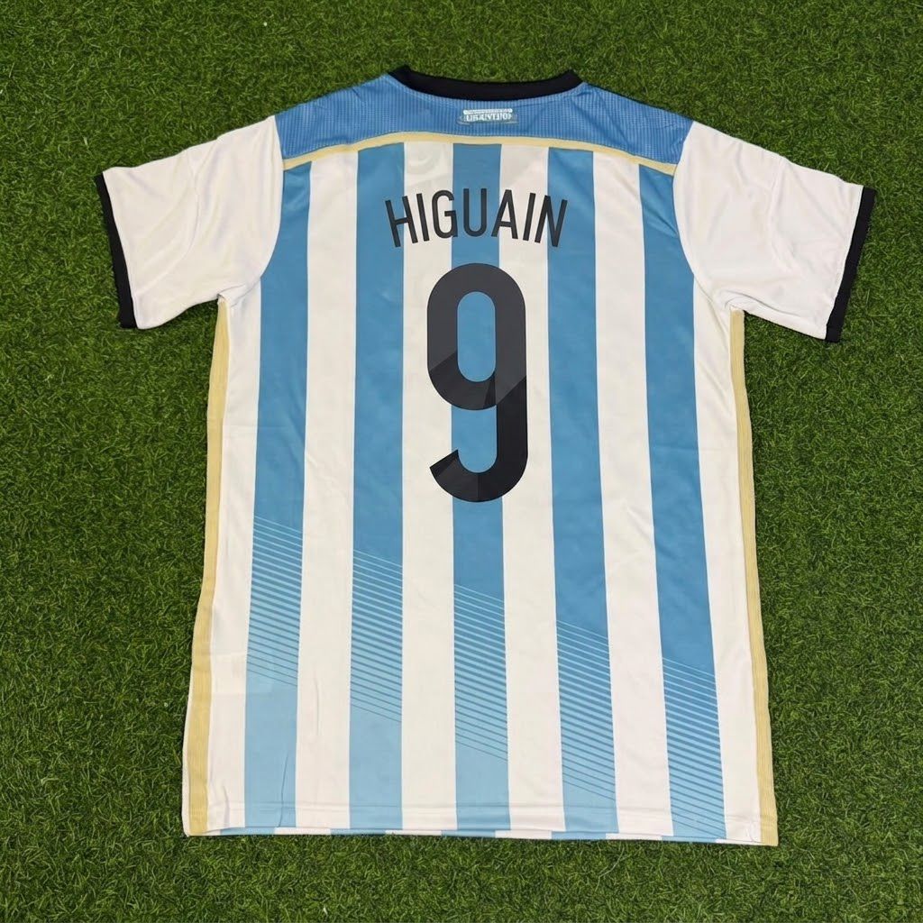Gonzalo Higuain Argentina 2014 World Cup Home Retro Jersey – Back View