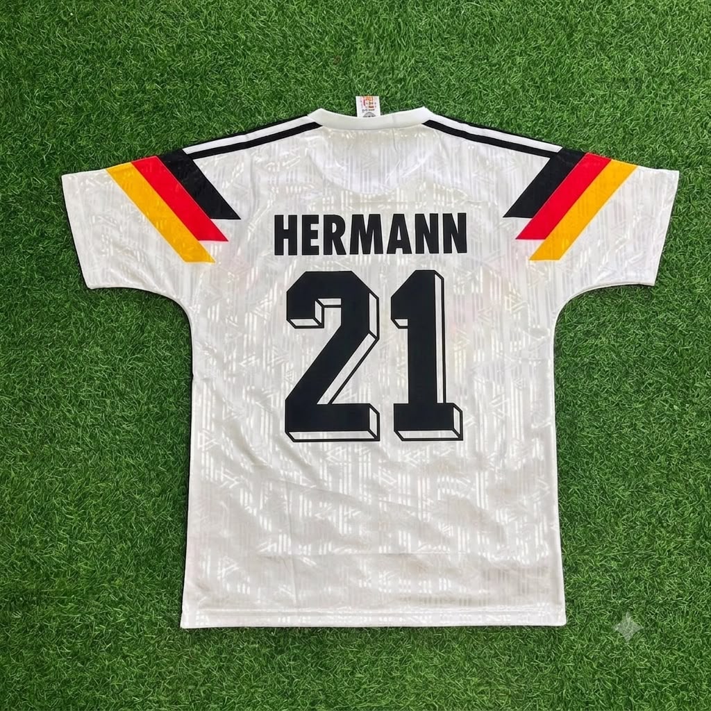 1990 Germany World Cup Günter Hermann Retro Football Jersey – Back View