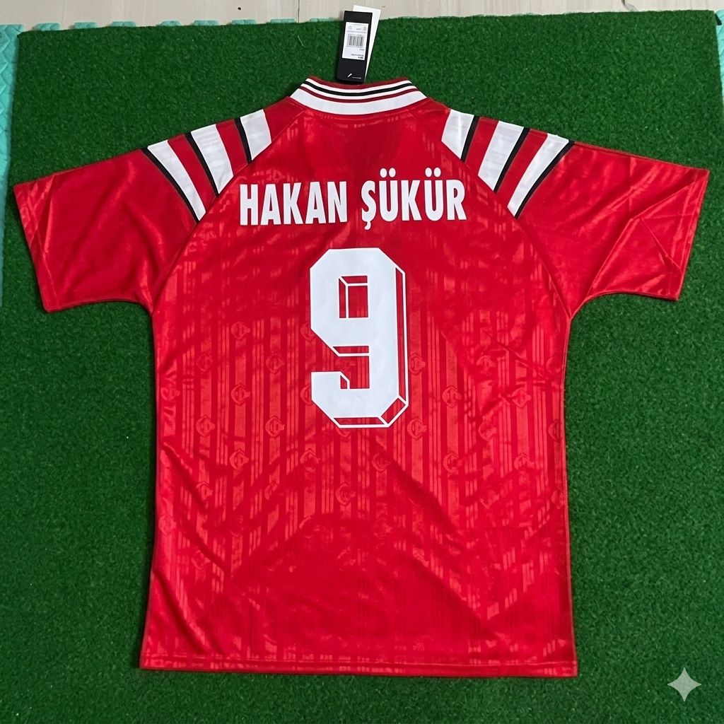 Hakan Sukur Türkiye Turkey Red Nostalgic Retro Football Jersey – Back View