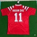 Hasan Sas Türkiye Turkey Red Nostalgic Retro Football Jersey – Back View