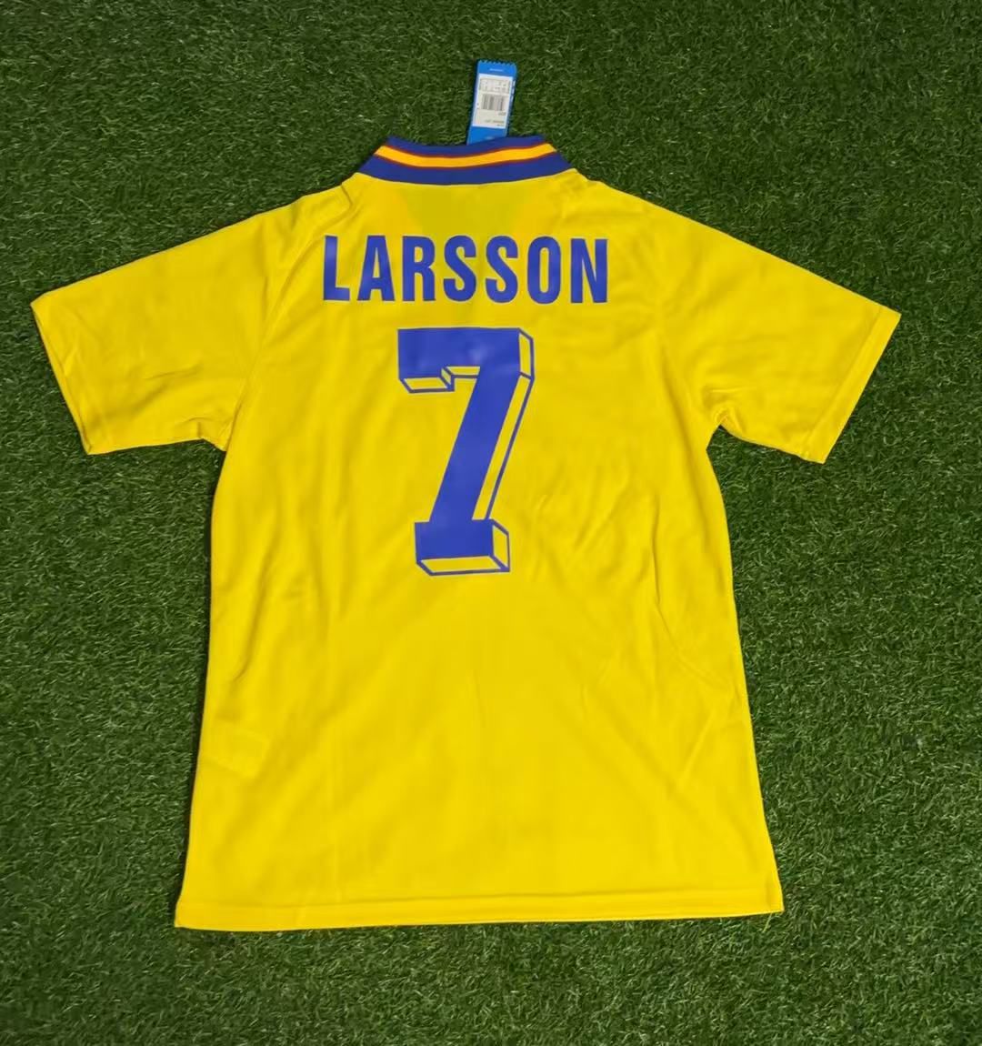 1994 Sweden World Cup Henrik Larsson Football Jersey – Back View