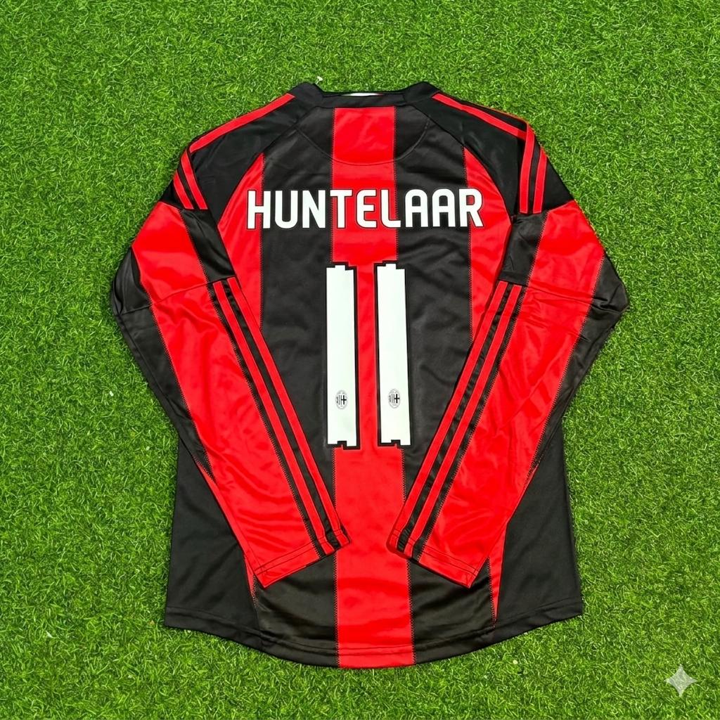 Klaas-Jan Huntelaar AC Milan 2010-2011 Home Long Sleeve Retro Football Jersey – Back View
