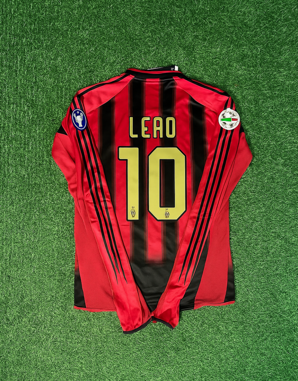 2003/04 Rafael Leao 10 Milan Red & Black Home Retro Football Jersey – Back View