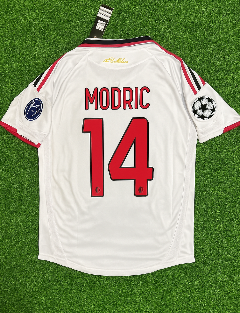 2009 Luka Modric Milan 2010 Season White Retro Football Jersey – Back View