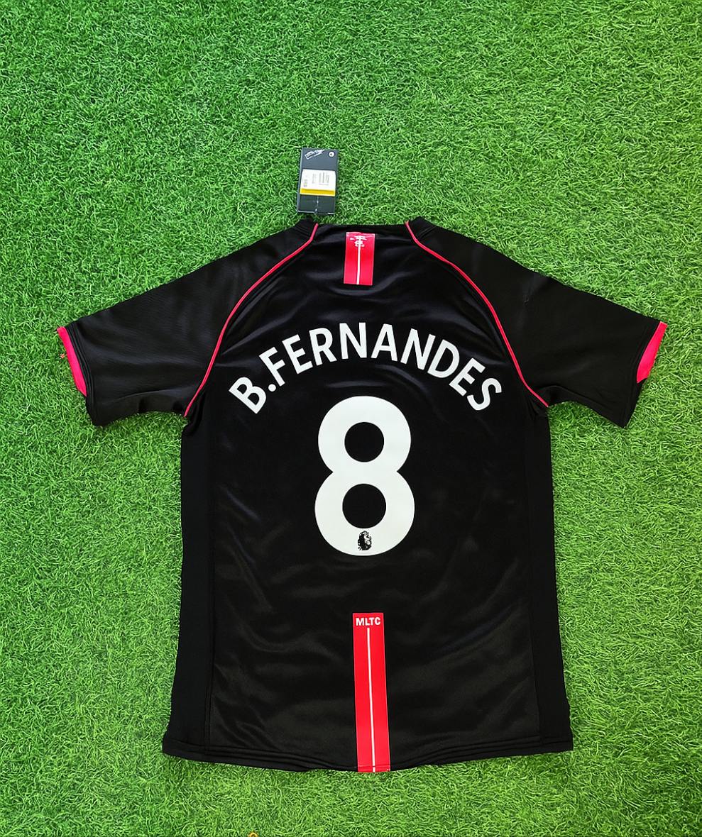 Bruno Fernandes Manchester United 2007-2008 Black Retro Jersey – Back View
