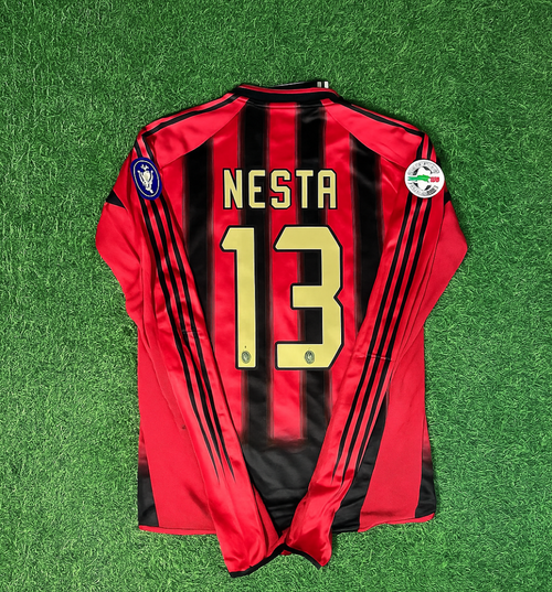 Alessandro Nesta 13 – Milan 2003/2004 Red & Black Home Retro Kit Jersey – Back View