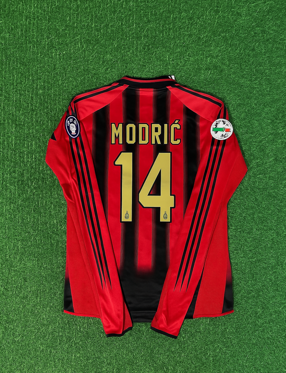 2003/04 Luka Modric 14 Milan Red & Black Home Retro Football Jersey – Back View