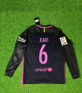Xavi Hernandez Barcelona 14/15 Retro Pink Printing Long Sleeve Football Jersey – Back View