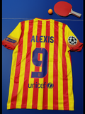 2013/14 Alexis Sanchez 9 - Barcelona Yellow Red Retro Football Jersey – Back View