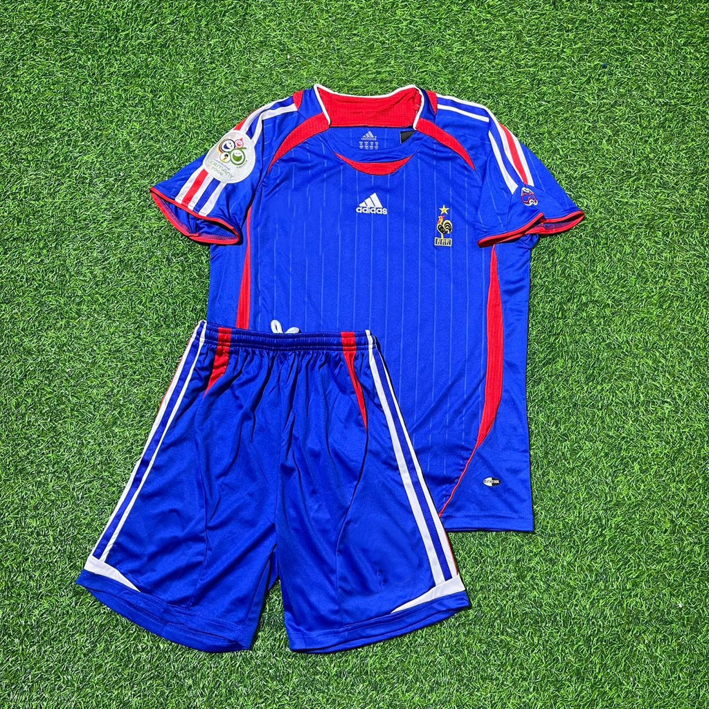 2006 France World Cup Lilian Thuram #15 Kids Blue Retro Football Jersey – Front View