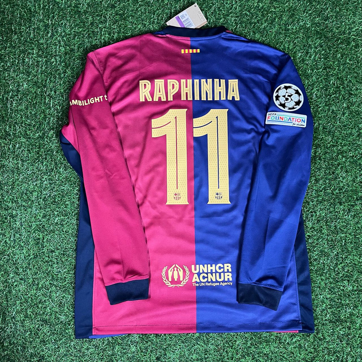 Raphinha Barcelona 2025 Champions League Long Sleeve Jersey – Back View