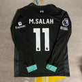2025 Mohammed Salah Liverpool Black Long Sleeve Premier League Patch Football Jersey – Back View