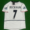 David Beckham Manchester United White Retro Jersey – Back View