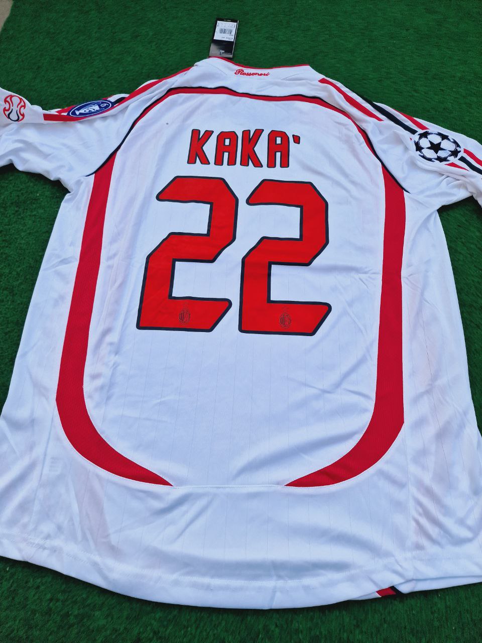 Kaká Leite Milan 2007 Final Athene Champions League Final White Retro Football Jersey – 6