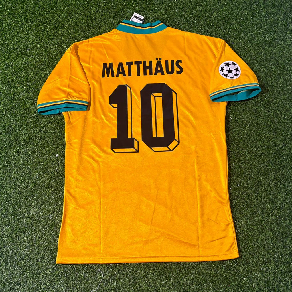 Bayern Munich Yellow Retro Football Jersey – Lothar Matthäus – Back View