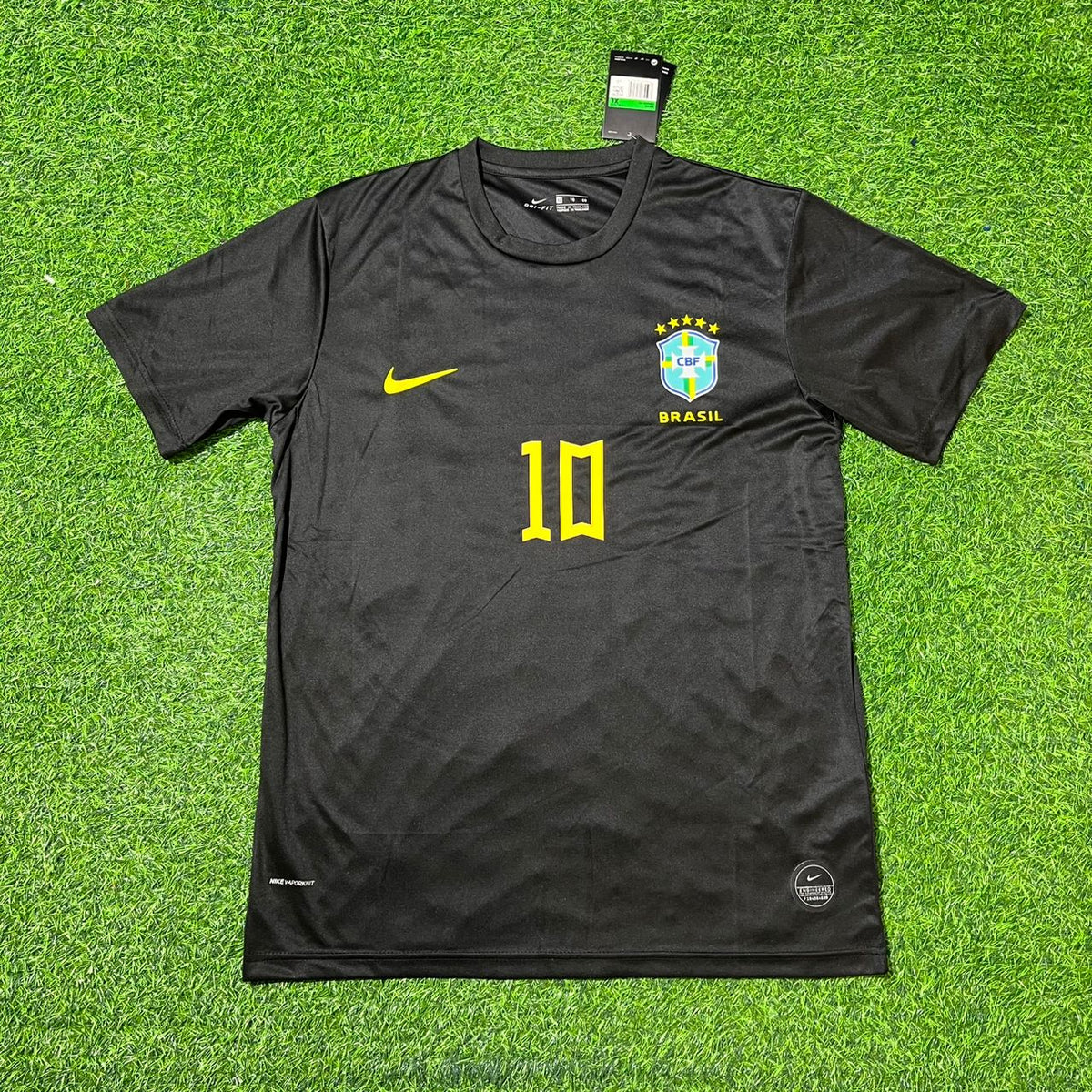 Brazil Black Retro Football Jersey – Kaka – Front View