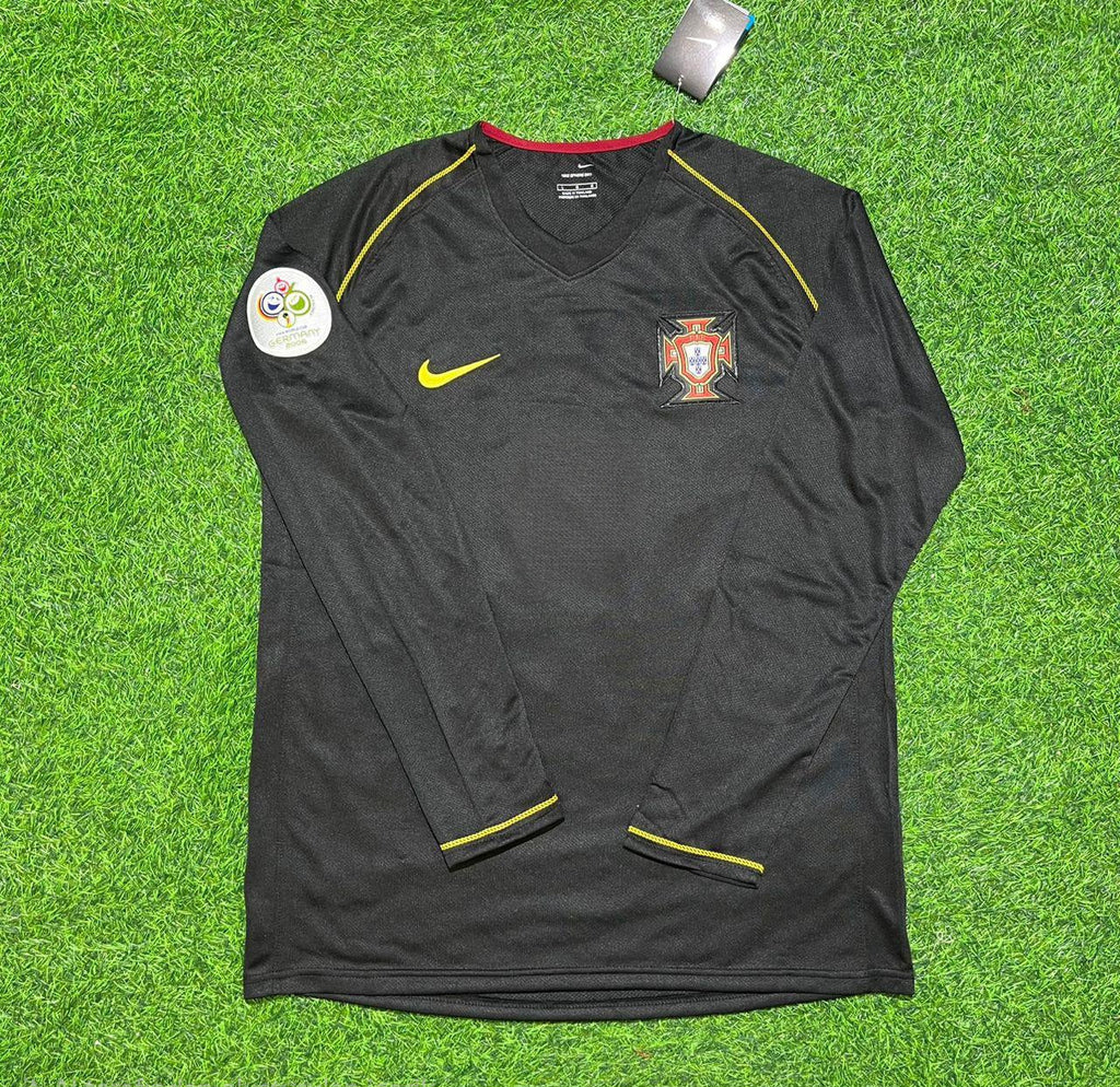 2006 Portugal World Cup Long Sleeve Black Retro Football Jersey – Back View